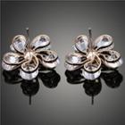 Rhinestone Flower Stud Earring Champagne - One Size