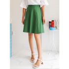 Plus Size Elasticized-waist A-line Linen-blend Skirt