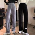 High-waist Applique Pleated Velvet Pants