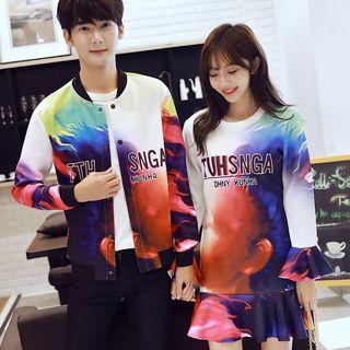 Printed Buttoned Jacket / A-line Dress