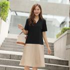 V-neck Color-block Dress