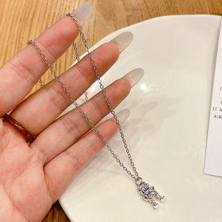 Robot Pendant Alloy Necklace 01# - Silver - One Size