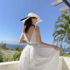Eyelet Lace Spaghetti Strap Midi A-line Dress