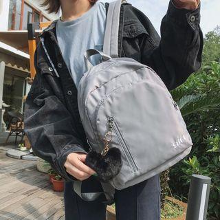 Pompom Lettering Nylon Backpack