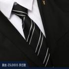 Genuine Silk Striped Neck Tie Zsld035 - Black - One Size