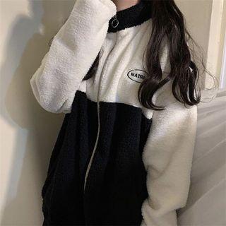 Fleece Zip Jacket Black & White - One Size