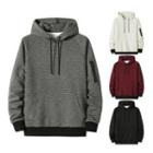 Textured Contrast Trim Hoodie