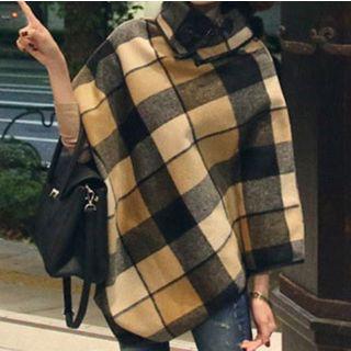 Plaid Collared 3/4-sleeve Jacket