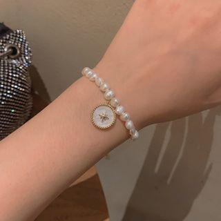 Faux Pearl Charm Bracelet Gold - One Size