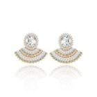 Fashion Bright Plated Rose Gold Geometric Fan-shaped Stud Earrings With Cubic Zirconia Rose Gold - One Size