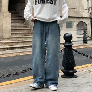 Washed Denim Loose Fit Jeans