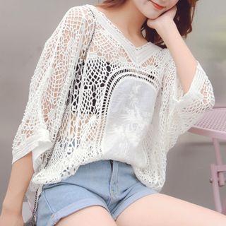 Set: Perforated Knit Top + Tube Top