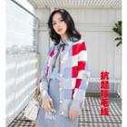 Color Block Cardigan Red - One Size