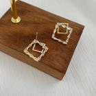 Rhinestone Square Drop Earring 1 Pair - Gold - One Size