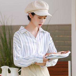 Long-sleeve Striped Shirt Blue Stripes - White - One Size