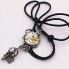 Steampunk Key Pendant Necklace Black & Silver - One Size