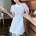 Short-sleeve Pinned Mini Dress