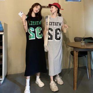 Sleeveless Numbering Midi Dress