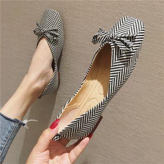 Bow-accent Chevron Square Toe Flats