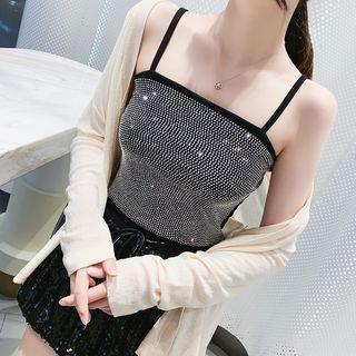 Rhinestone Camisole Top Black - One Size