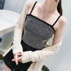 Rhinestone Camisole Top Black - One Size