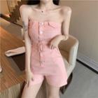 Button-up Slim-fit Tube Romper