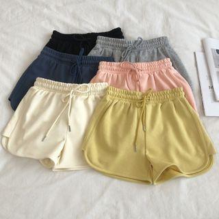 Drawstring Plain Wide-leg Sports Shorts