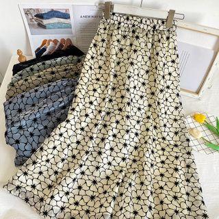 Elastic High-waist Printed Midi Skirt In 5 Colors