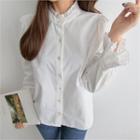 Frill-neck Ruffle-cuff Laced Blouse