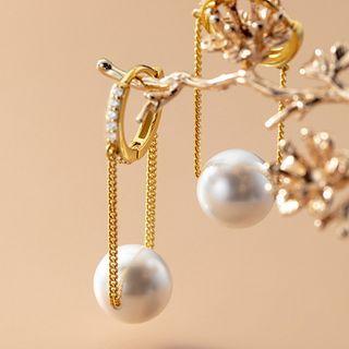 Faux Pearl Sterling Silver Dangle Earring 1 Pair - S925 Silver - Earrings - Silver - One Size