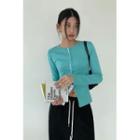 Snap-button Ribbed Slim-fit Top