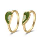 Set Of 2: Couple Matching Heart Glaze Alloy Ring 55394 - Set Of 2 - Gold - One Size