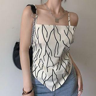 Printed Knotted-back Camisole Top Almond - One Size