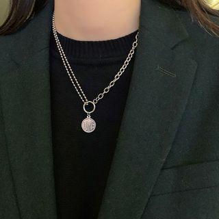 Love Lettering Pendant Alloy Necklace 1pc - Silver - One Size