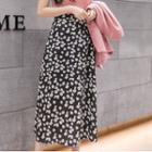 High-waist Floral Chiffon Midi Skirt