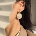 Marble Print Disc Dangle Earring 1 Pair - S925 Silver Needle - One Size