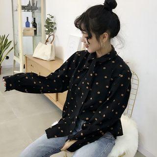 Dot Loose-fit Long-sleeve Blouse
