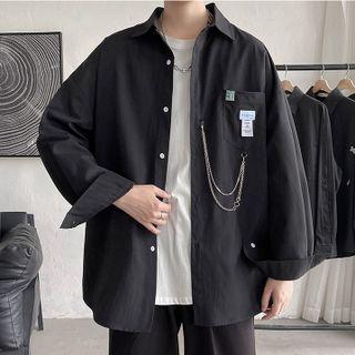 Long Sleeve Chain Applique Shirt