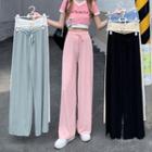 High-waist Silk Knit Straight Cut Pants