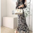 Round-neck Floral Print Midi Dress One Size