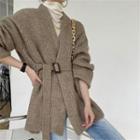 Open Front Cardigan With Belt