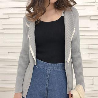 Tie Waist Rib-knit Cardigan