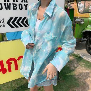 Tie-dye Long Sleeve Chiffon Shirt