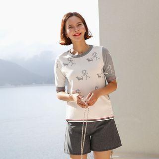 Two-tone Jacquard Knit Top