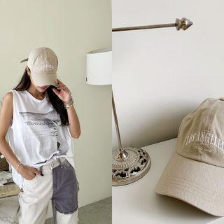 Letter Embroidered Baseball Cap Khaki - One Size