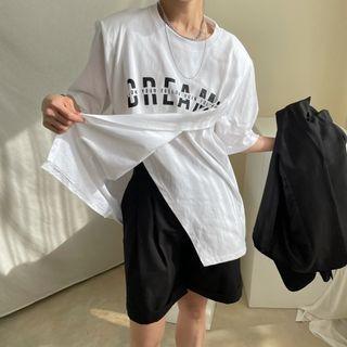 Print Oversized Slit Tee