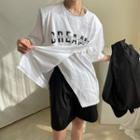 Print Oversized Slit Tee