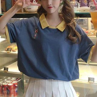 Short-sleeve Embroidered Collared T-shirt