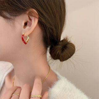 Heart Glaze Stud Earring 1 Pair - Red - One Size