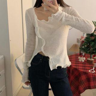 Lettuce Edge Asymmetrical Knit Top